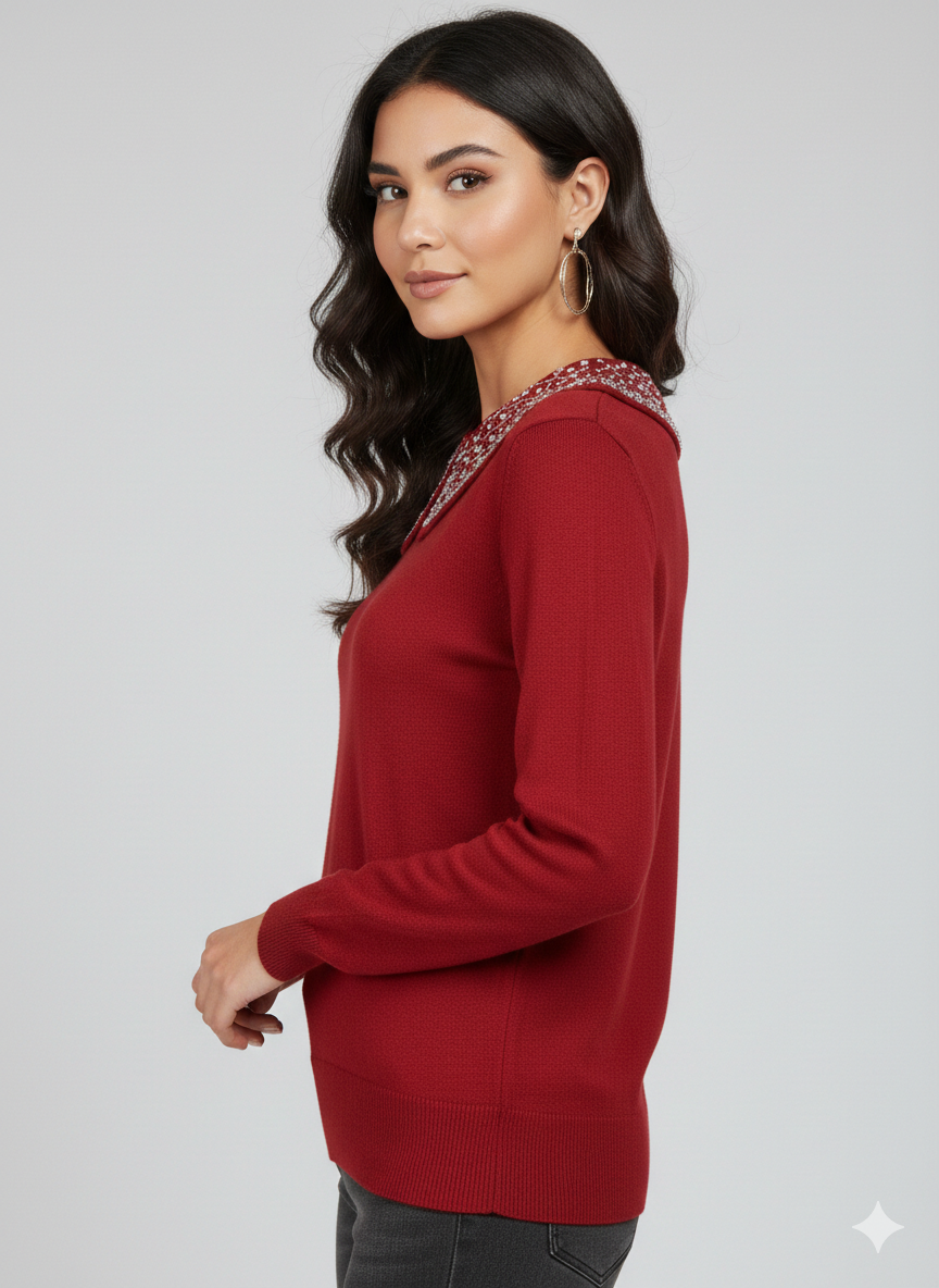 Collar Knit Top