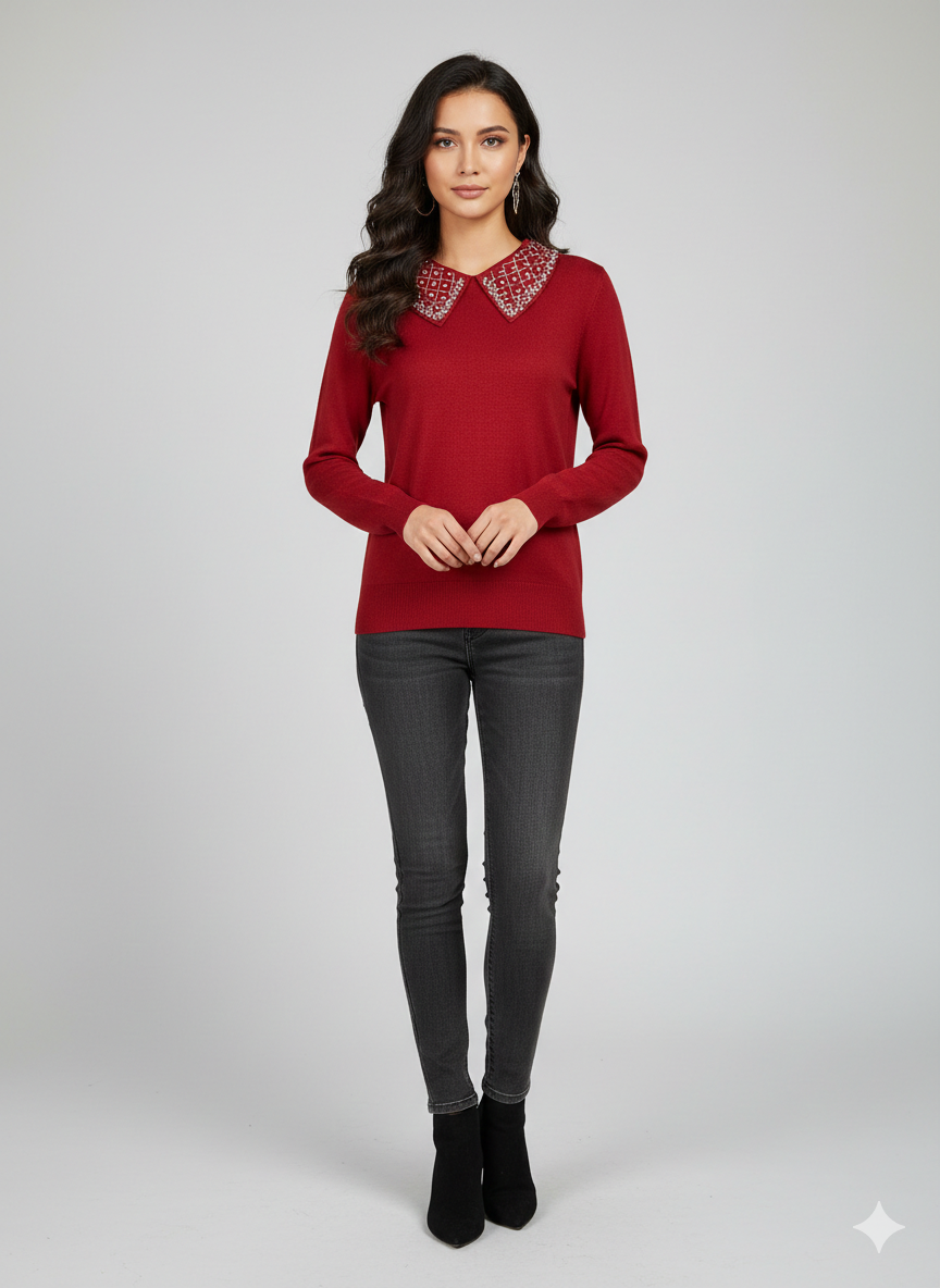 Collar Knit Top