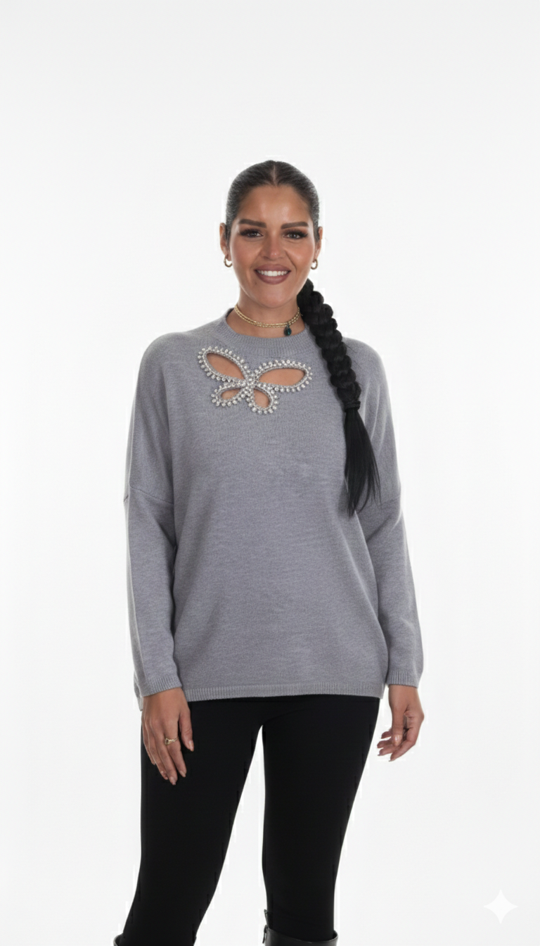 The "Embellished Butterfly" Soft Knit