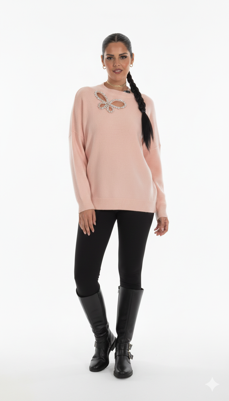 The "Embellished Butterfly" Soft Knit