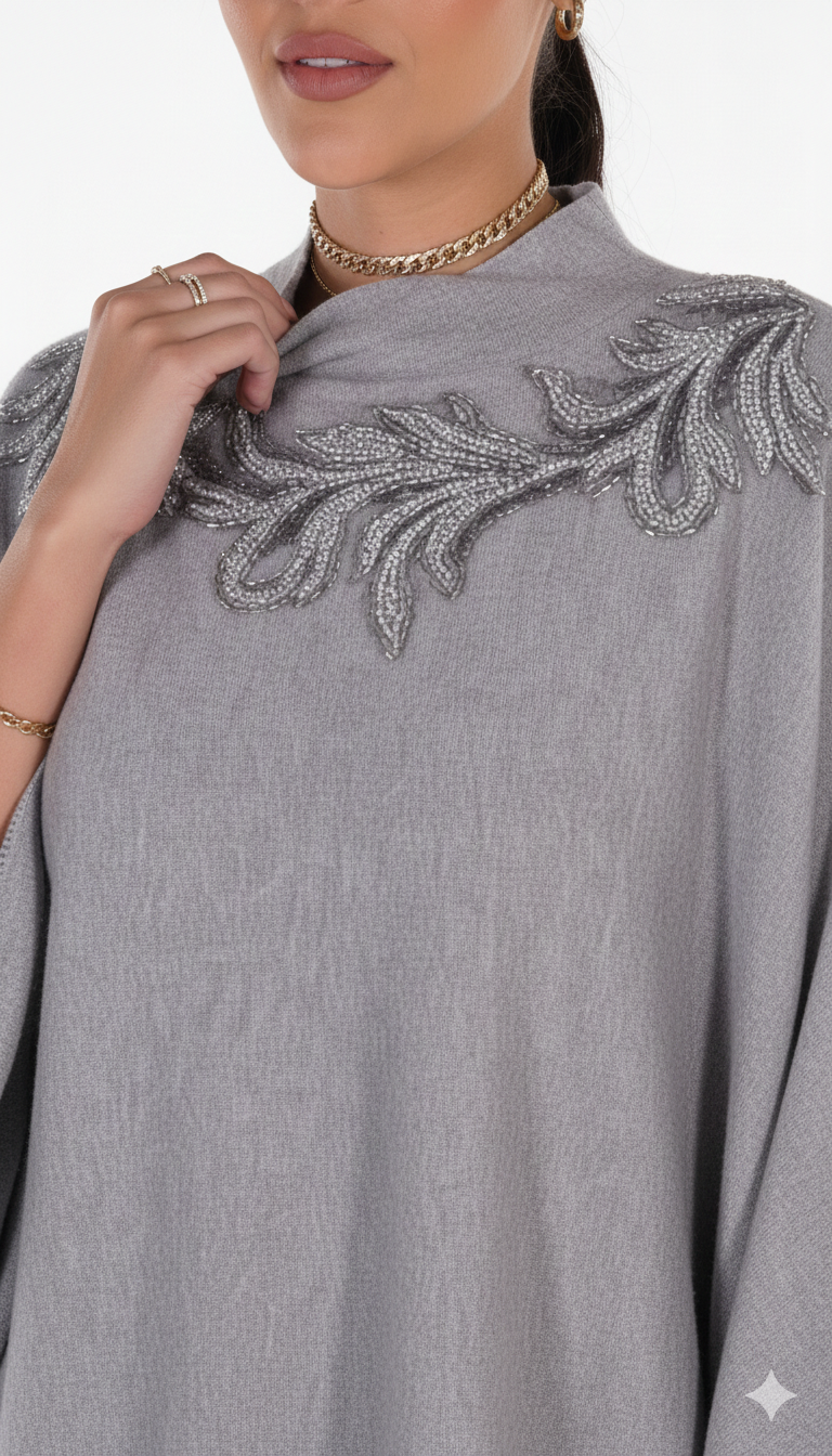 Elegant Embellished Poncho Sweater